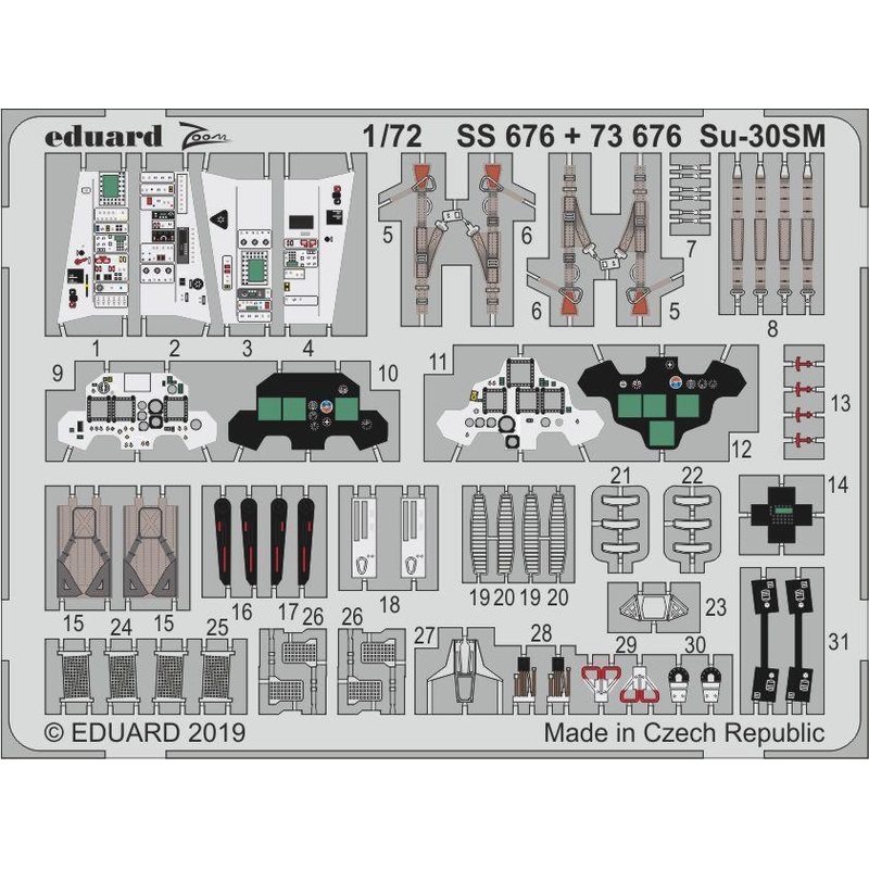 Eduard 73676 1/72 Su-30SM Photo-etch set (Zvezda)