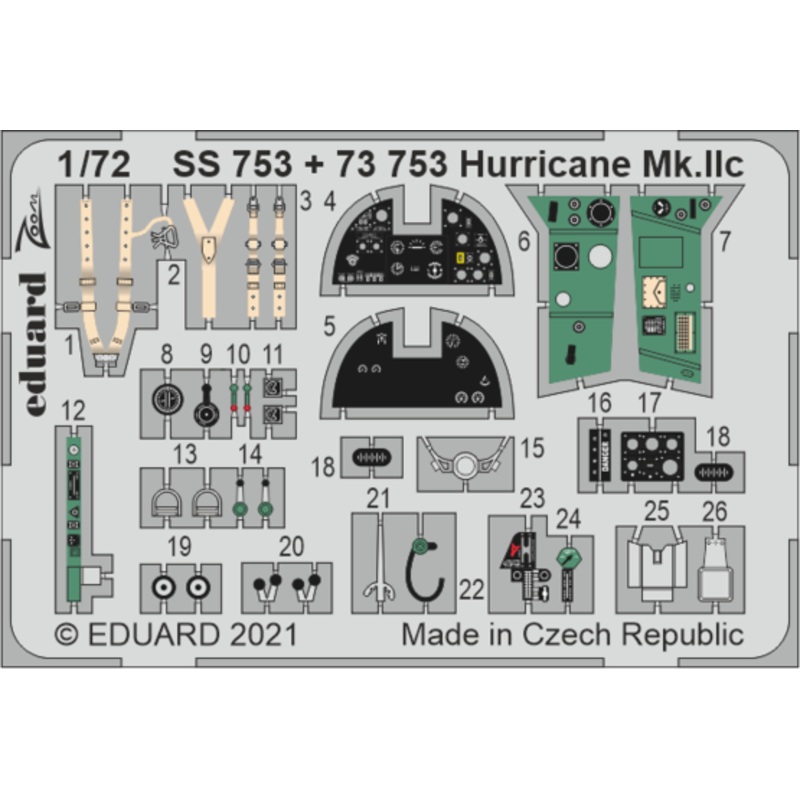 Eduard 73753 1/72 Hurricane Mk. IIc Photo etched parts