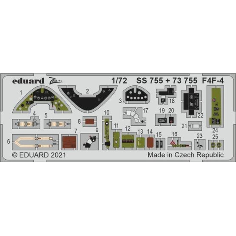 Eduard 73755 1/72 F4F-4 (Arma Hobby) Colour Photo Etch Set