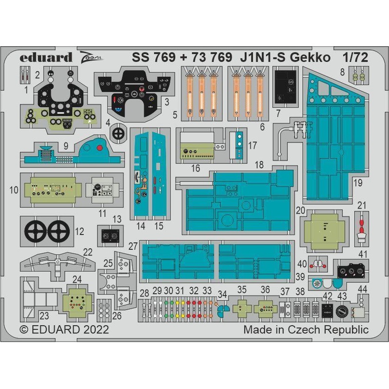 Eduard 73769 1/72 J1N1-S Gekko Photo etched parts