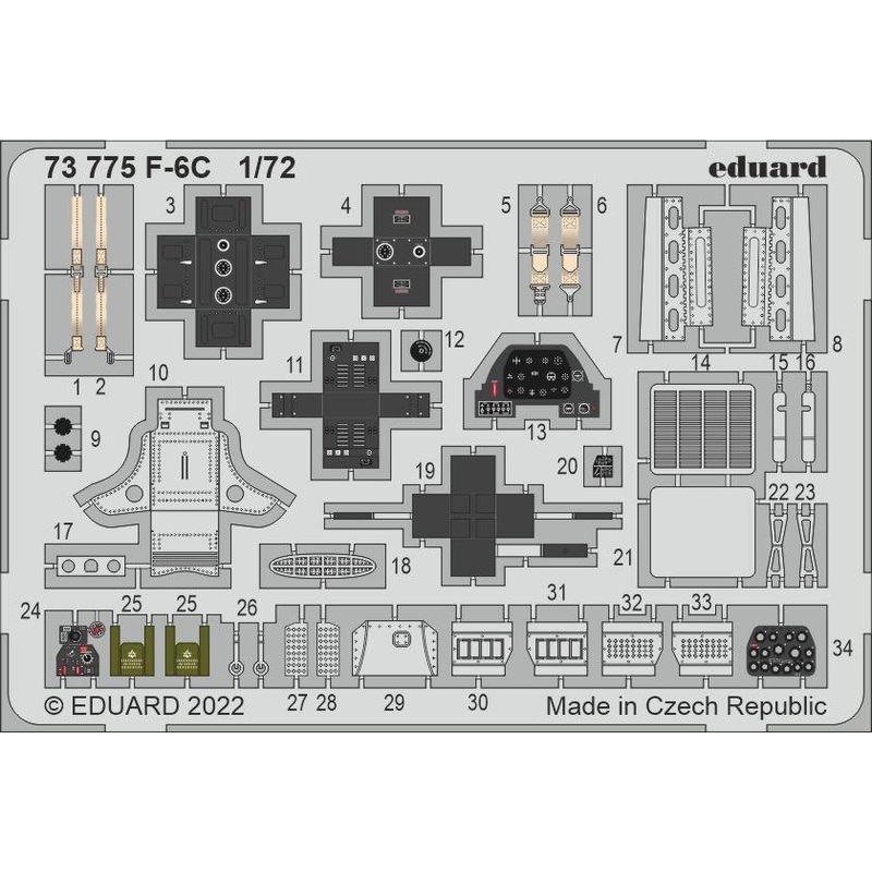 Eduard 73775 1/72 F-6C Hawk Photo etched parts