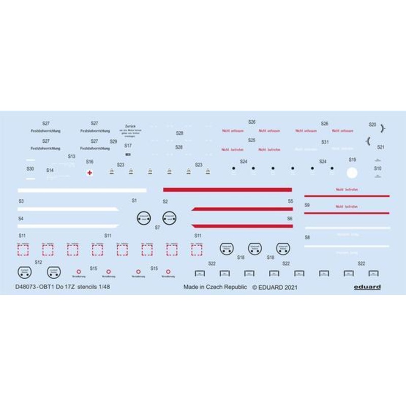 Eduard D48073 1/48 Do 17 stencils Decals