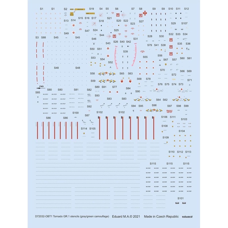 Eduard D72032 1/72 Tornado GR.1 stencils (gray/green camouflage) Decals