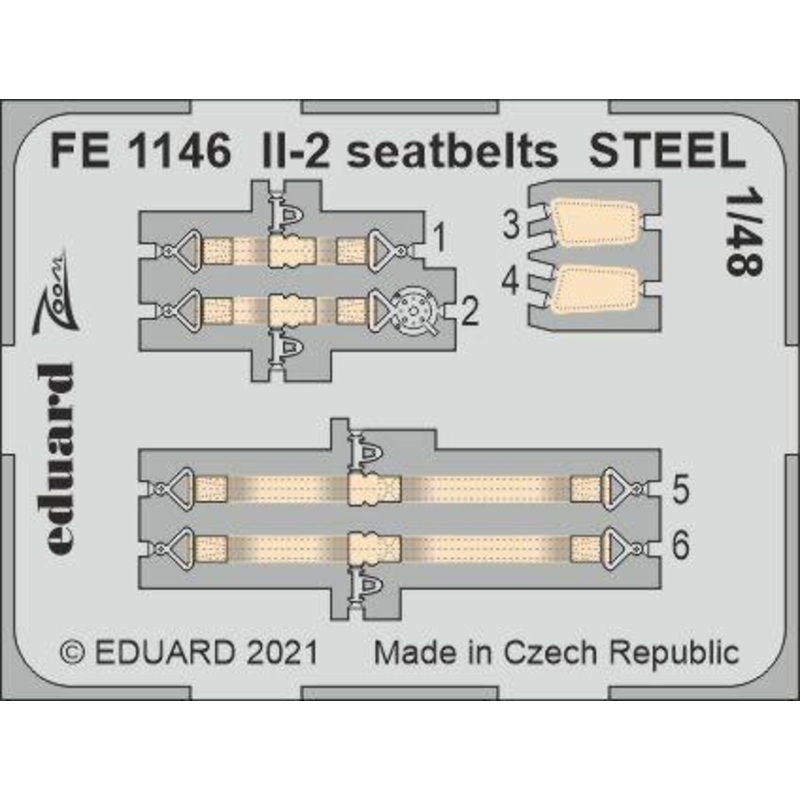 Eduard FE1146 1/48 IL-2 seatbelts STEEL Photo etched parts