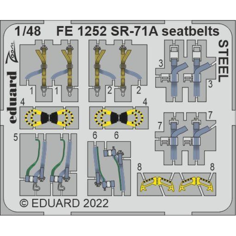 Eduard FE1252 1/48 SR-71A (Revell) Seatbelts Steel Colour Photo Etch Set