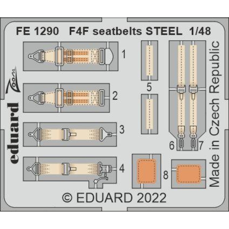 Eduard FE1290 1/48 F4F seatbelts Steel Photo etched parts