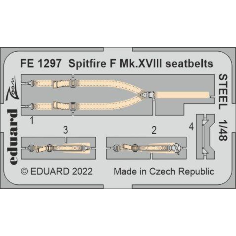 Eduard FE1297 1/48 Spitfire F Mk.XVIII seatbelts Steel Photo etched parts