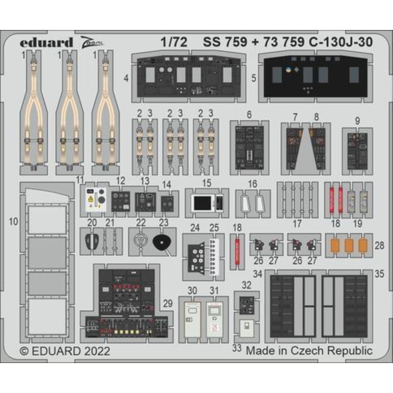 Eduard SS755 1/72 F4F-4 (Arma Hobby) Colour Photo Etch Set