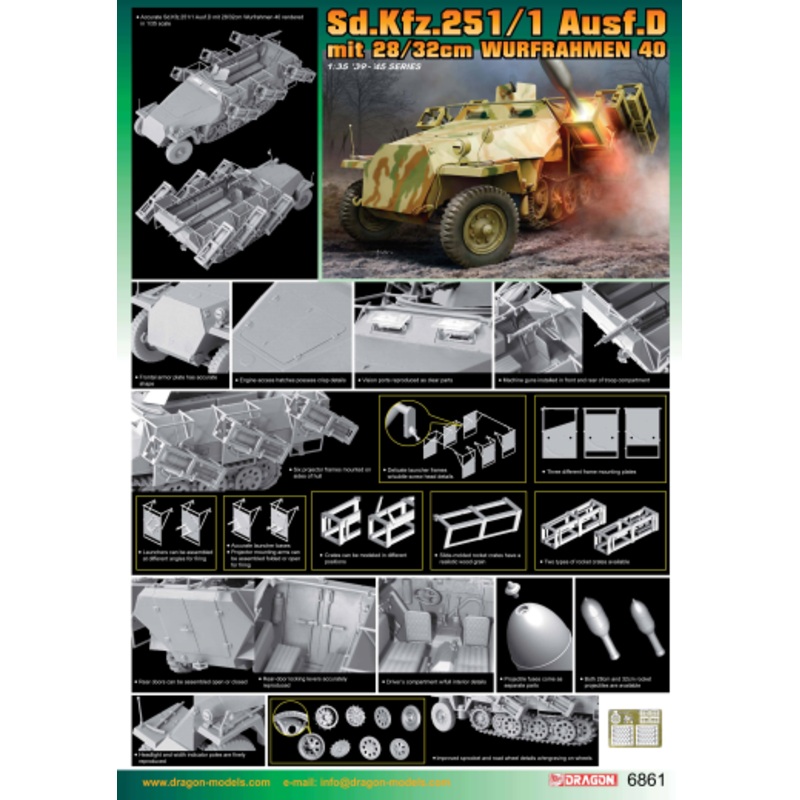 Dragon Model 6861 1/35 Sd.Kfz.251/1 Ausf.D w/ 28/32cm Wurfrahmen 40
