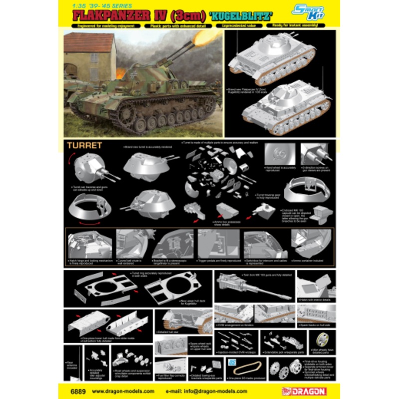 Dragon Model 6889 1/35 Flakpanzer IV (3cm) ‘Kgelblitz’ (Smart Kit)