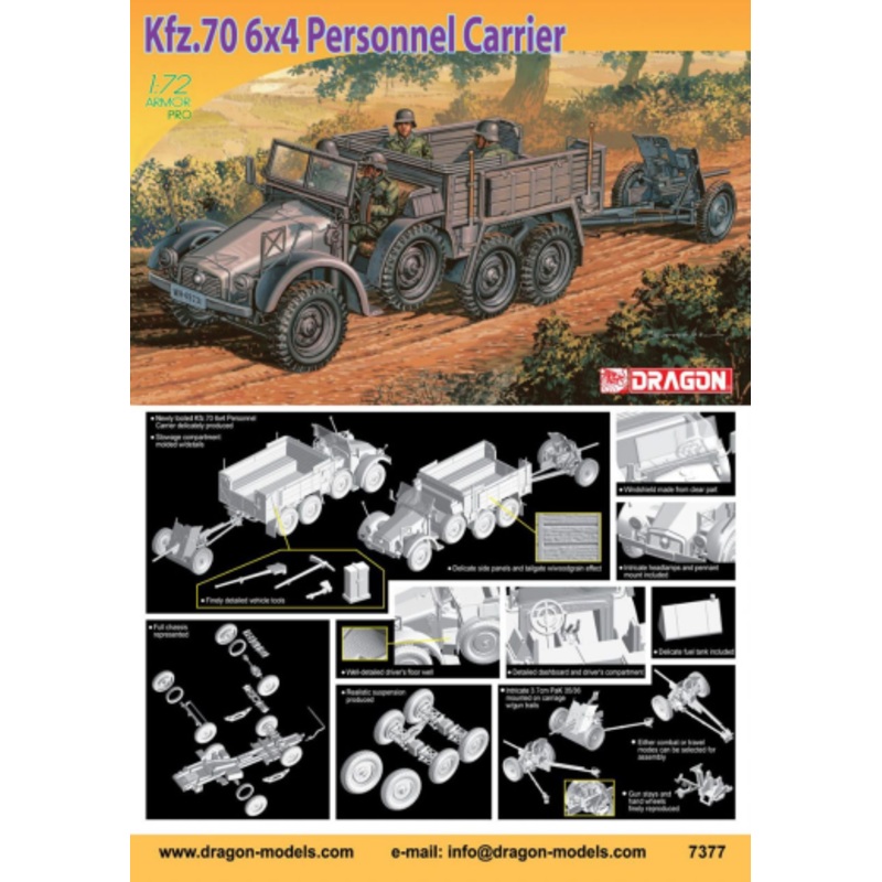 Dragon Model 7377 1/72 Kfz.70 6×4 Personnel Carrier