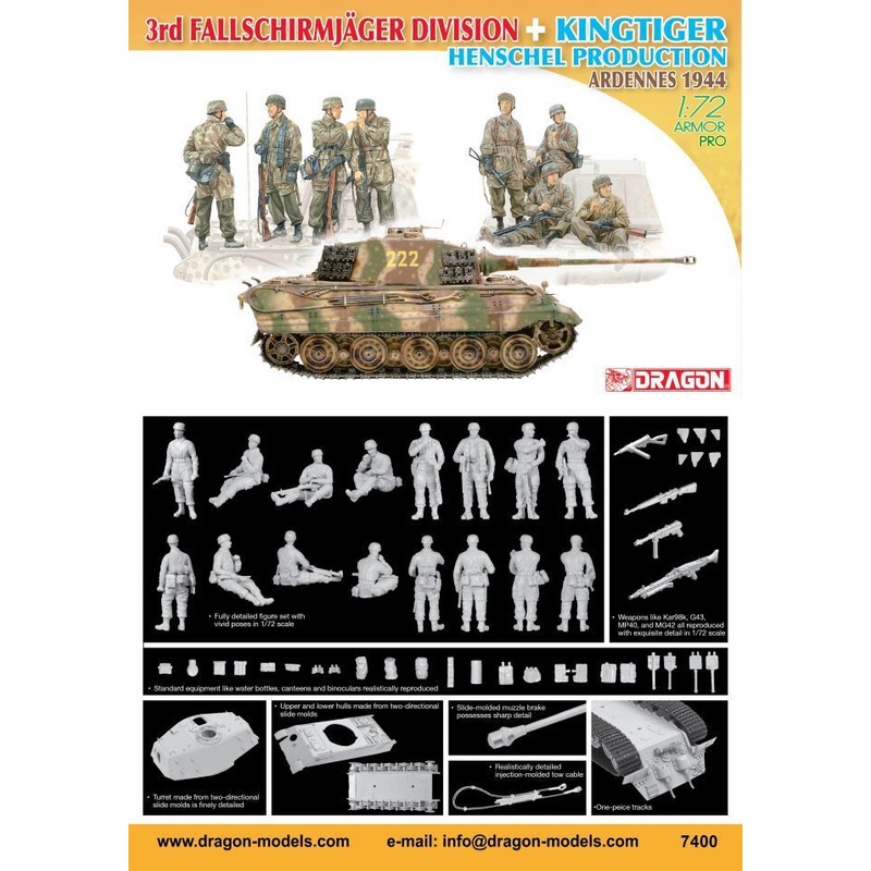 Dragon Model 7400 1/72 3rd FJ Division + Kingtiger Henschel
