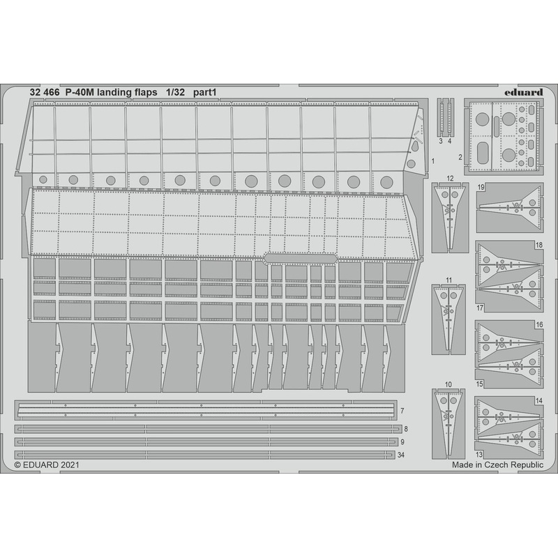 Eduard 32466 1/32 P-40M landing flaps Photo etched parts