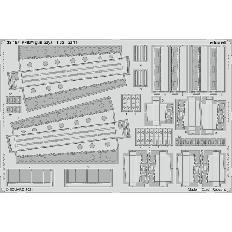Eduard 32467 1/32 P-40M gun bays Photo etched parts