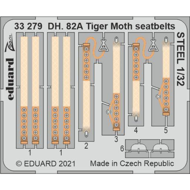 Eduard 33279 1/32 DH. 82A Tiger Moth seatbelts STEEL Photo etched parts