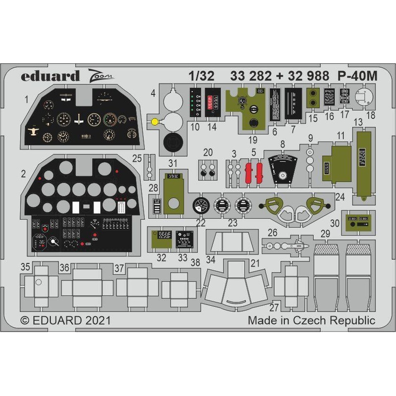 Eduard 33282 1/32 P-40M Photo etched parts