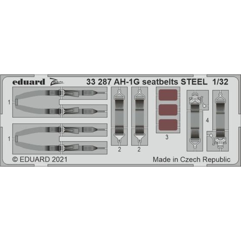 Eduard 33287 1/32 AH-1G seatbelts STEEL Zoom set