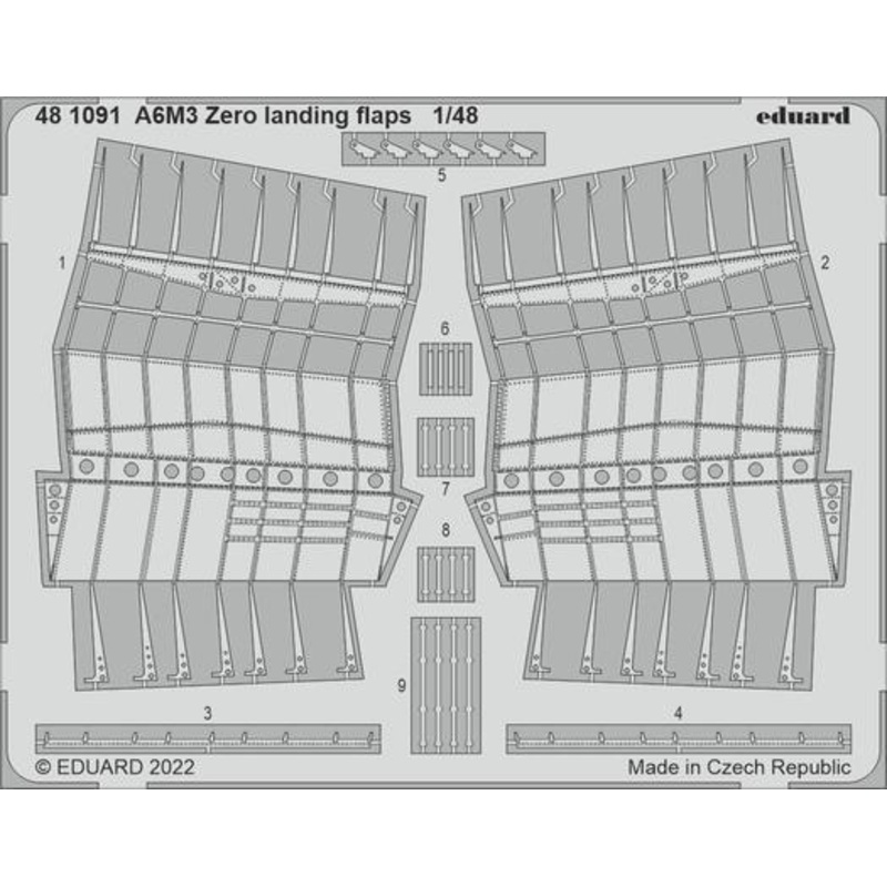 Eduard 481091 1/48 A6M3 Zero landing flaps Photo etched set