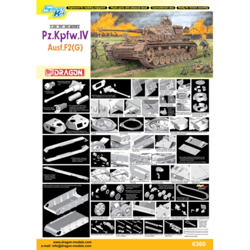 Dragon Model 6360 1/35 Pz.Kpfw.IV Ausf.F2(G) (Smart Kit)