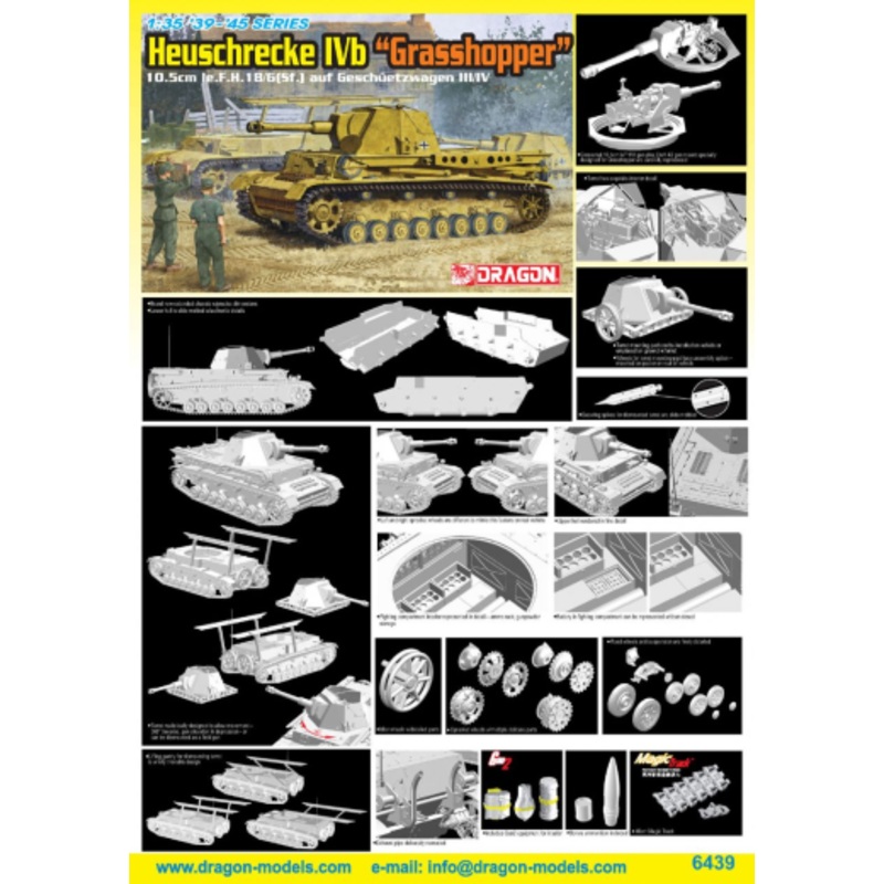 Dragon Model 6439 1/35 HEUSCHRECKE IVb GRASSHOPPER 10.5cm le.F.H.18/6(Sf.) auf GESCHAETZWAGEN III/IV