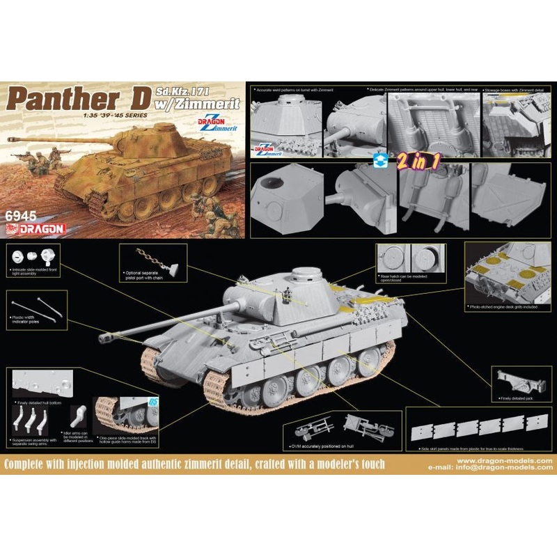 Dragon Model 6945 1/35 Panther D w/Zimmerit (2 in 1)