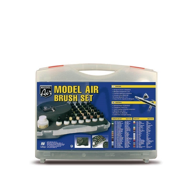 Vallejo 71173 Model Air 29 Camouflage colors+Airbrush Plastic Case