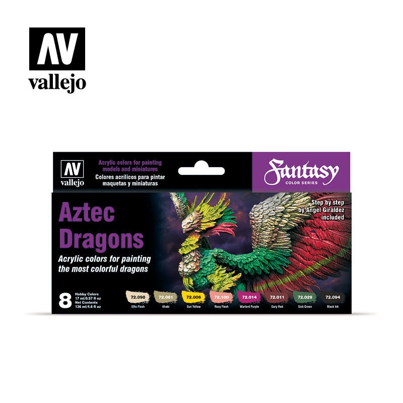Vallejo 72306 Game Color Aztec Dragons (8) by Angel Giraldez Acrylic Paint Set