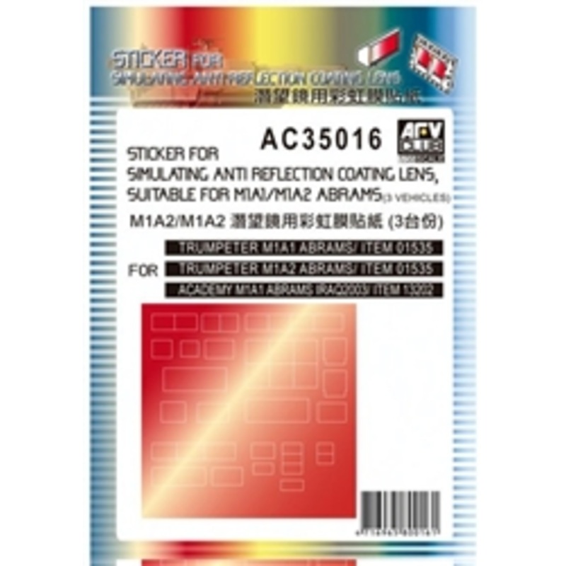 AFV Club AC35016 1/100 Sticker Anti Reflection Coating Lens For Leopard 2 A6Ex (4 Vehicles)