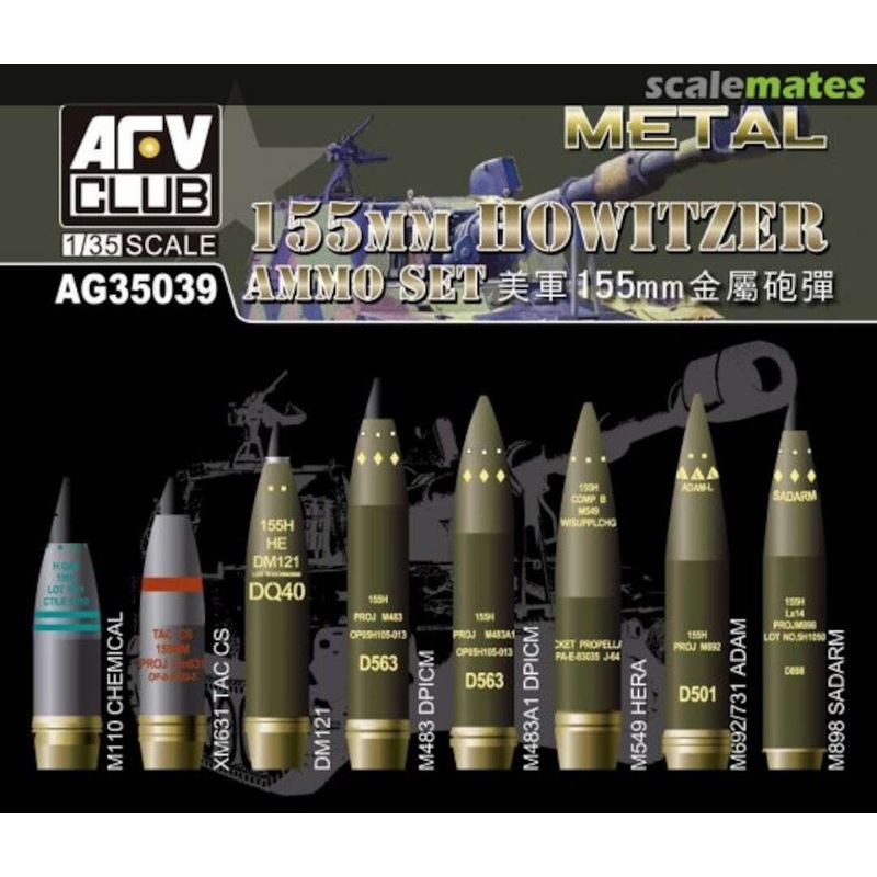 AFV Club AG35039 1/35 155mm Howitzer Ammo Set (Brass)