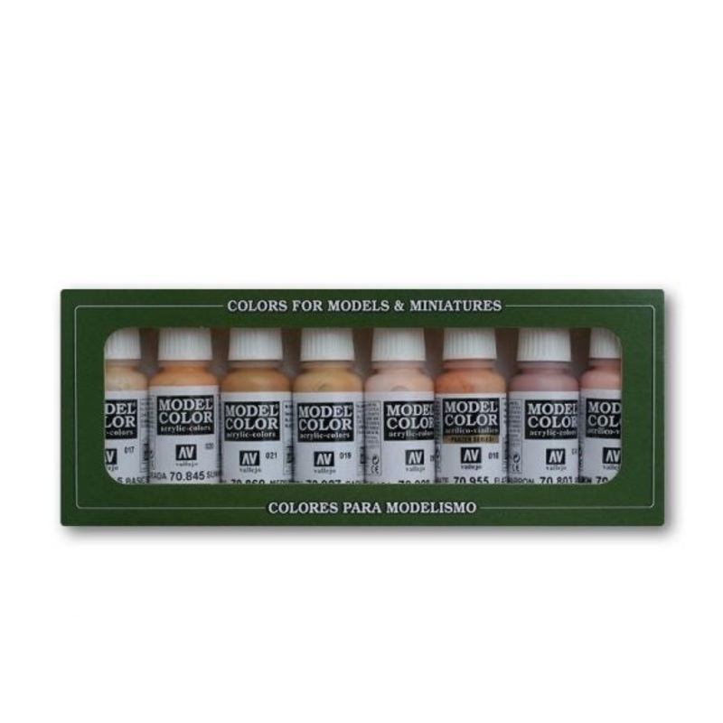 Vallejo 70124 Model Colour: Face & Skin Tones (8 Colours) Acrylic Paint Set