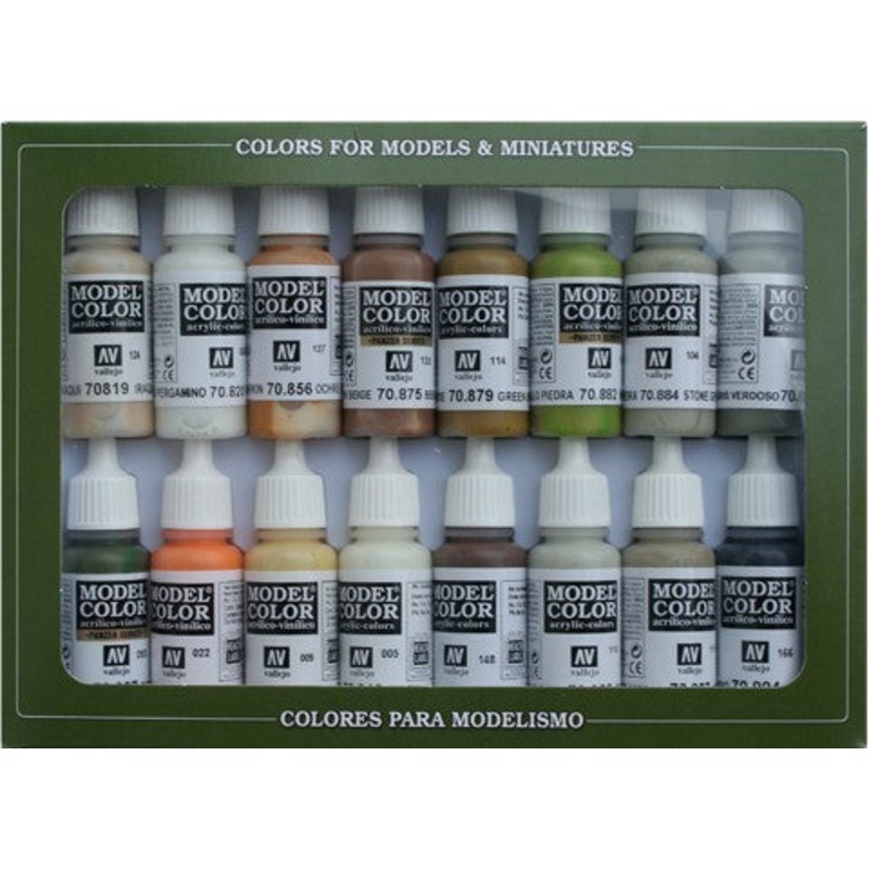 Vallejo 70141 Model Colour: Earth Tones (16 Colours) Acrylic Paint Set