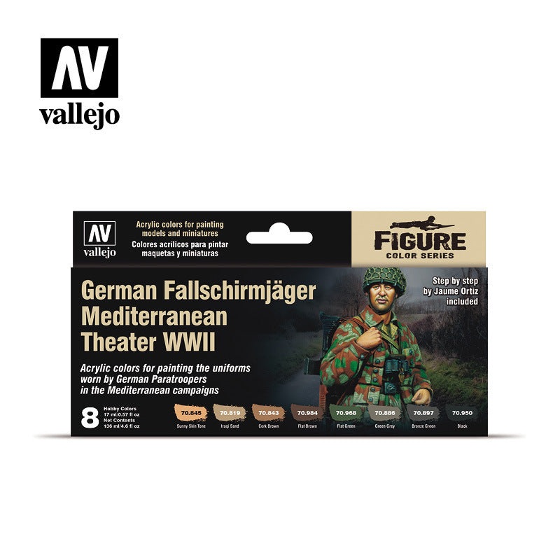 Vallejo 70188 Model Color German Fallschirmjager Mediterranean Theater WWII Acrylic Paint Set