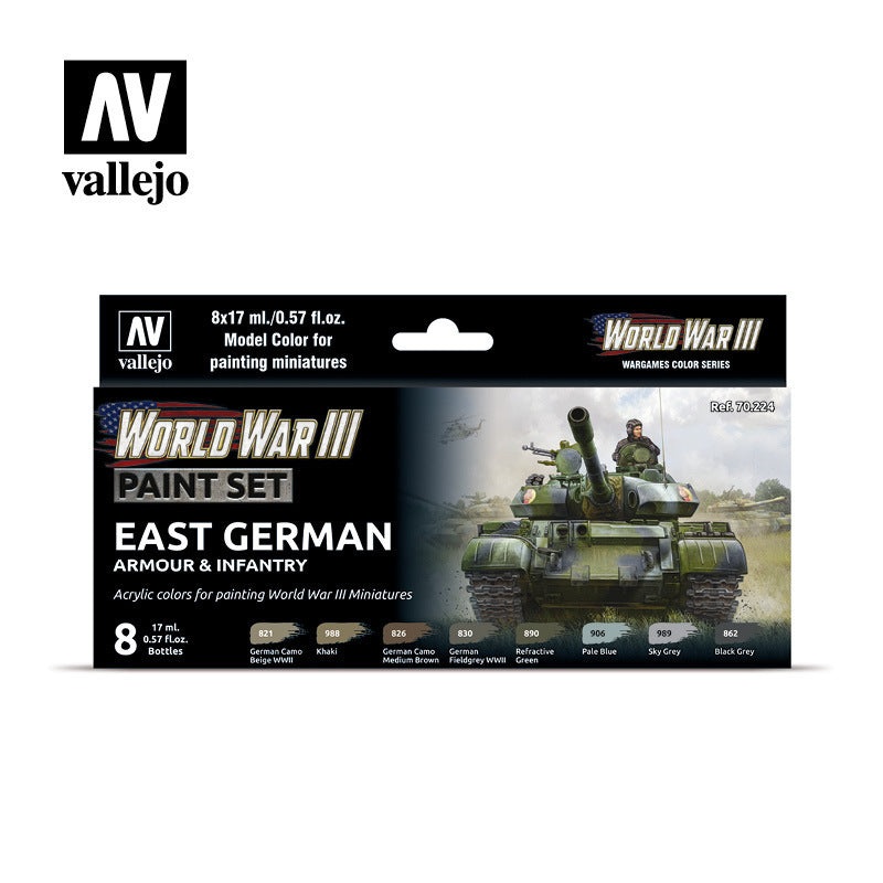 Vallejo 70224 Model Colour WWIII East German Armour & Infantry Acrylic 8 Colour Paint Set