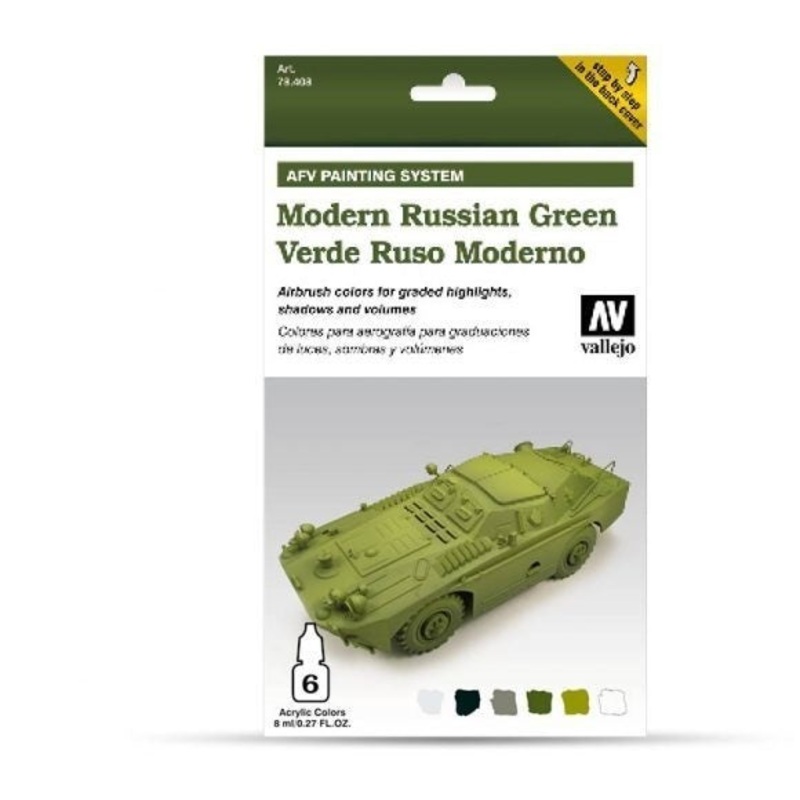 Vallejo 78408 Model Air AFV Set Modern Russian Green 6 Colour Acrylic Paint Set