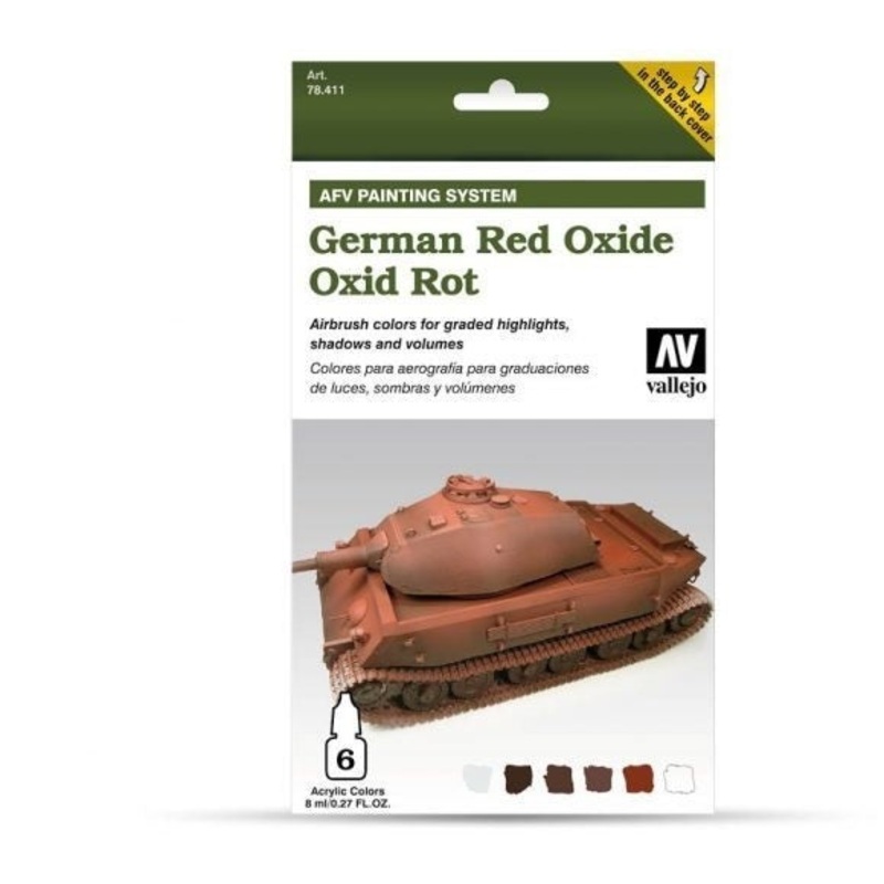 Vallejo 78411 Model Air AFV Set German Red Oxide 6 Colour Acrylic Paint Set