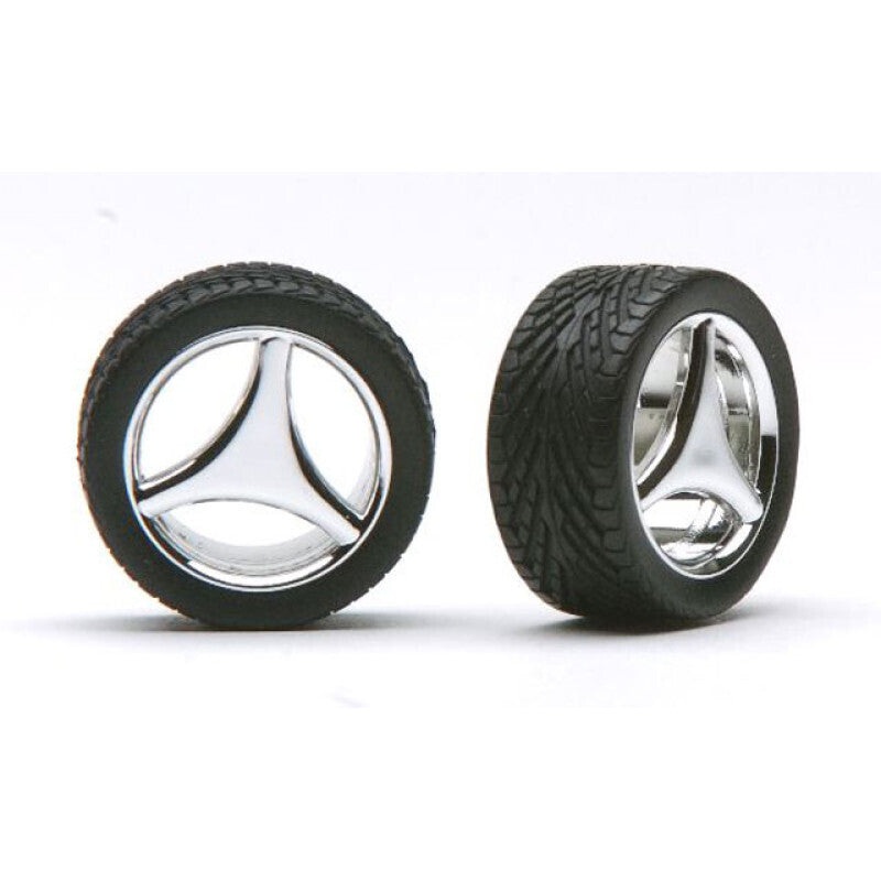 Pegasus Hobbies 1210 1/24 3 Spoke Rims w/Tires Chrm