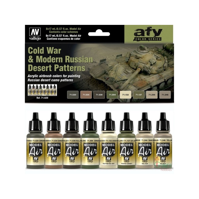 Vallejo AV71620 Model Air Cold War & Modern Russian Desert Patterns 8 Colour Set