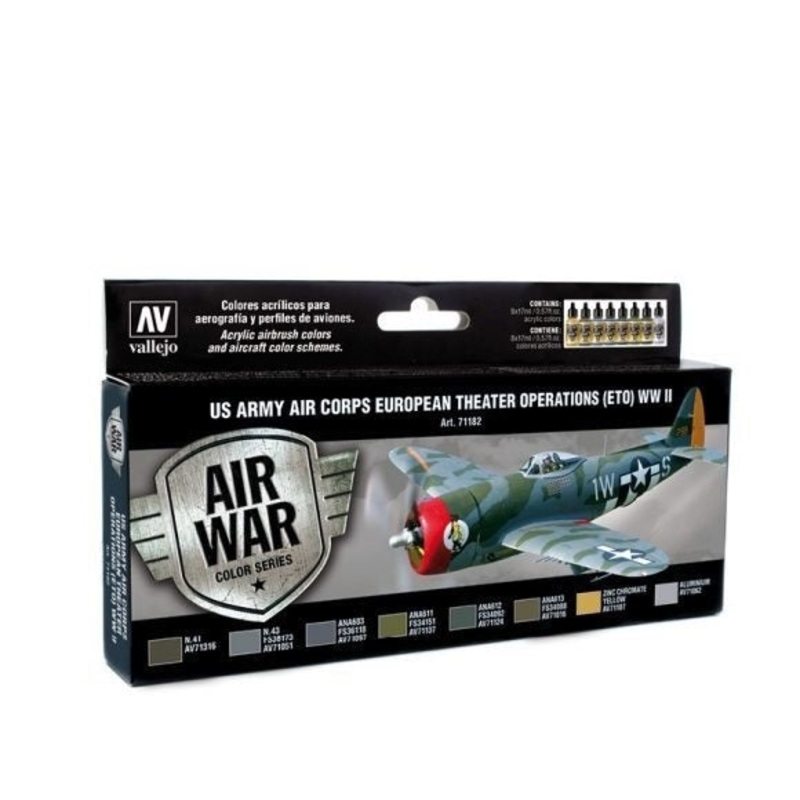 Vallejo AV71182 Model Air Us Army Air Corps European Theater Op. (Eto) Wwii  8 Colour Set