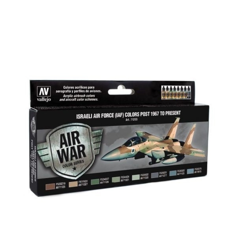 Vallejo AV71203 Model Air Israeli Air Force (Iaf) Colors Post 1967 To Present  8 Colour Set