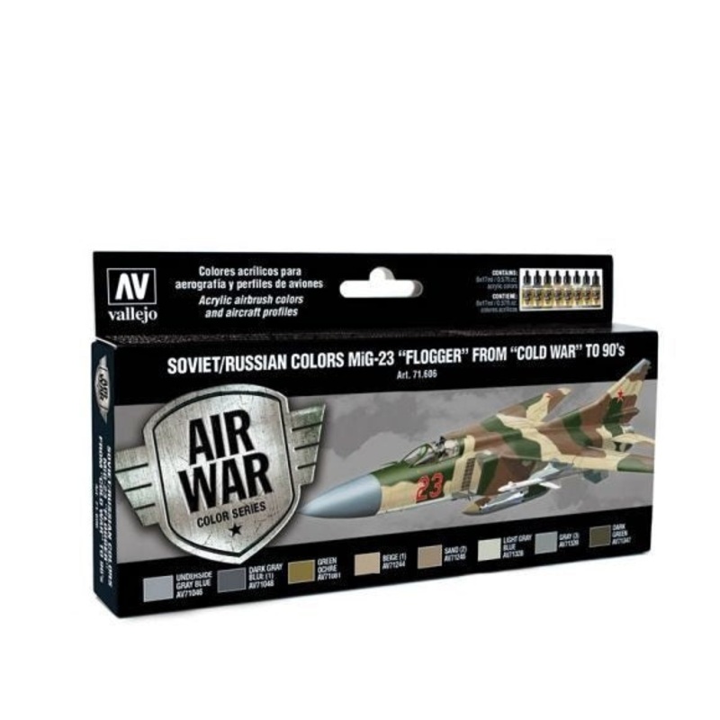 Vallejo AV71606 Model Air Soviet / Russian Colors Mig-23 Flogger From 70S To 90S  8 Colour Set