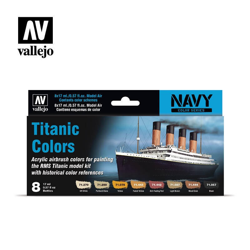 Vallejo AV71646 Model Air Titanic Colors  Navy 8 Colour Set