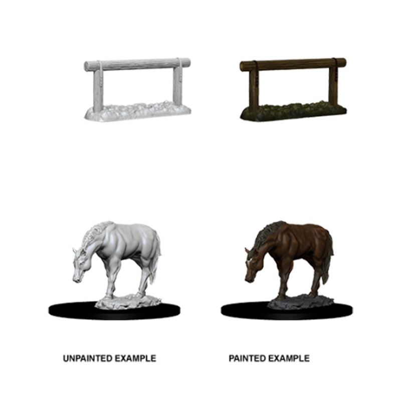 WizKids 73862 Deep Cuts Unpainted Miniatures: Horse & Hitch