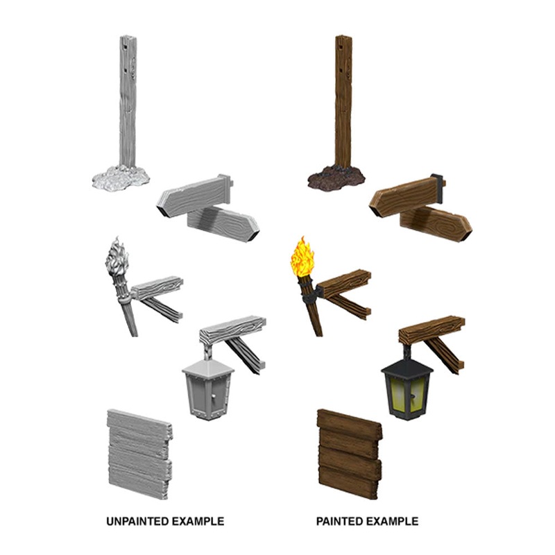 WizKids 73869 Deep Cuts Unpainted Miniatures: Signs & lights
