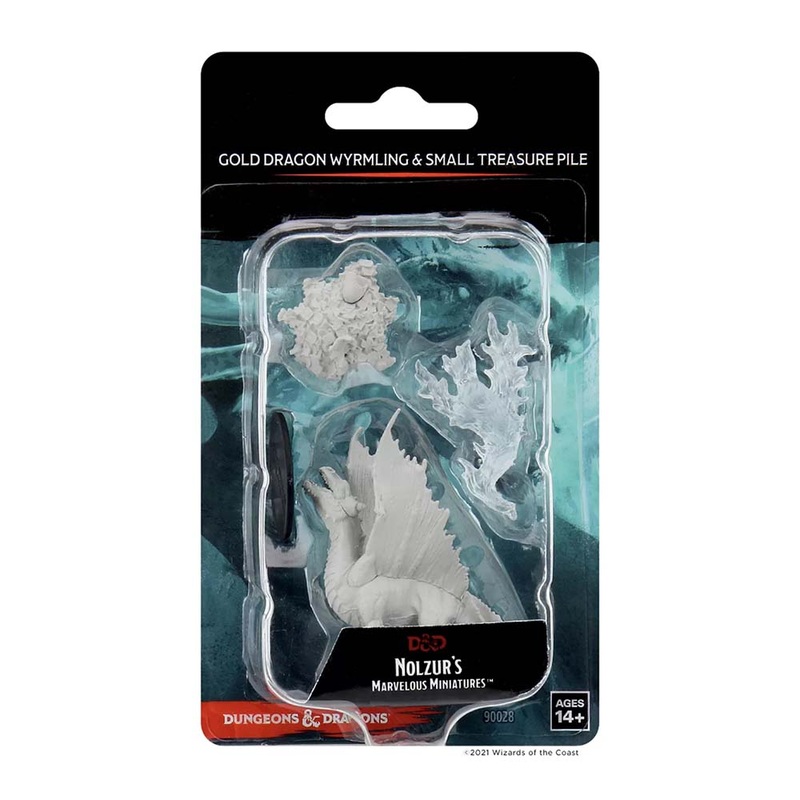 WizKids 90028 Dungeons & Dragons Nolzurs Minis-Gold Dragon Wyrmling & Small Tre