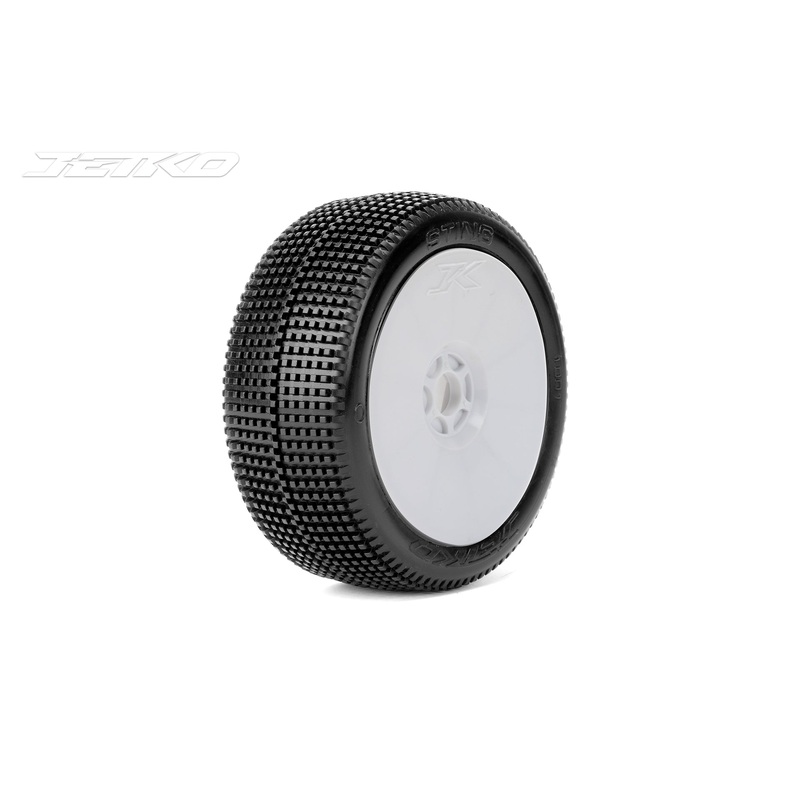 Jetko JKO1001DWSSG STING:1/8 Buggy/Dish/White Rim/Super Soft/Glued Pair