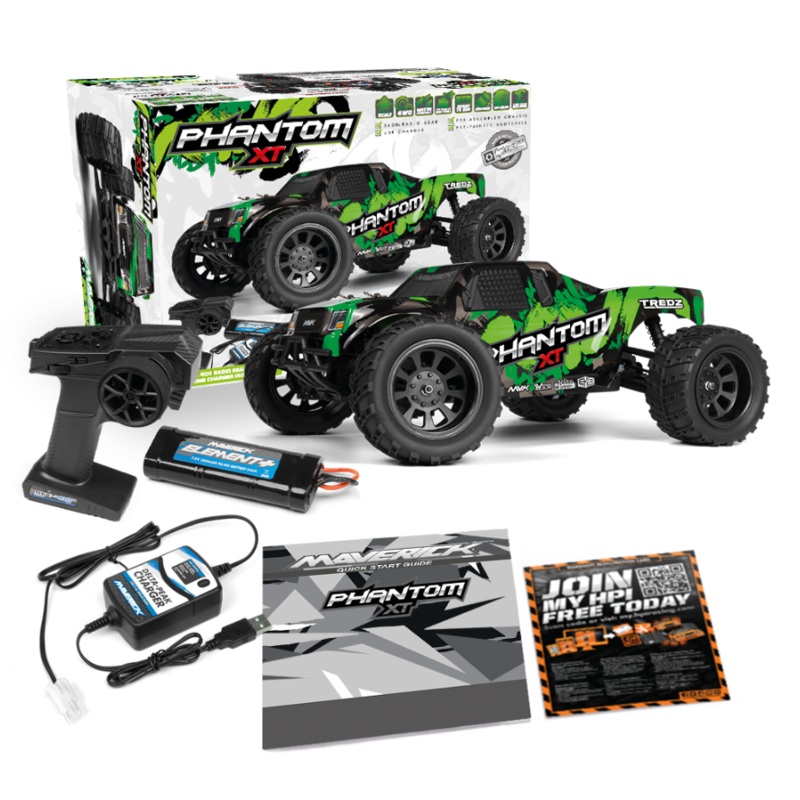 Maverick 150600 1/10 Phantom XT Green with Battery & Chargerh