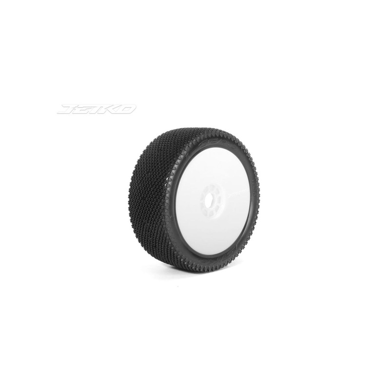 Jetko JKO1008DWSSG J-ZERO: 1/8 Buggy/Dish/White Rim/Super Soft/Glued Pair