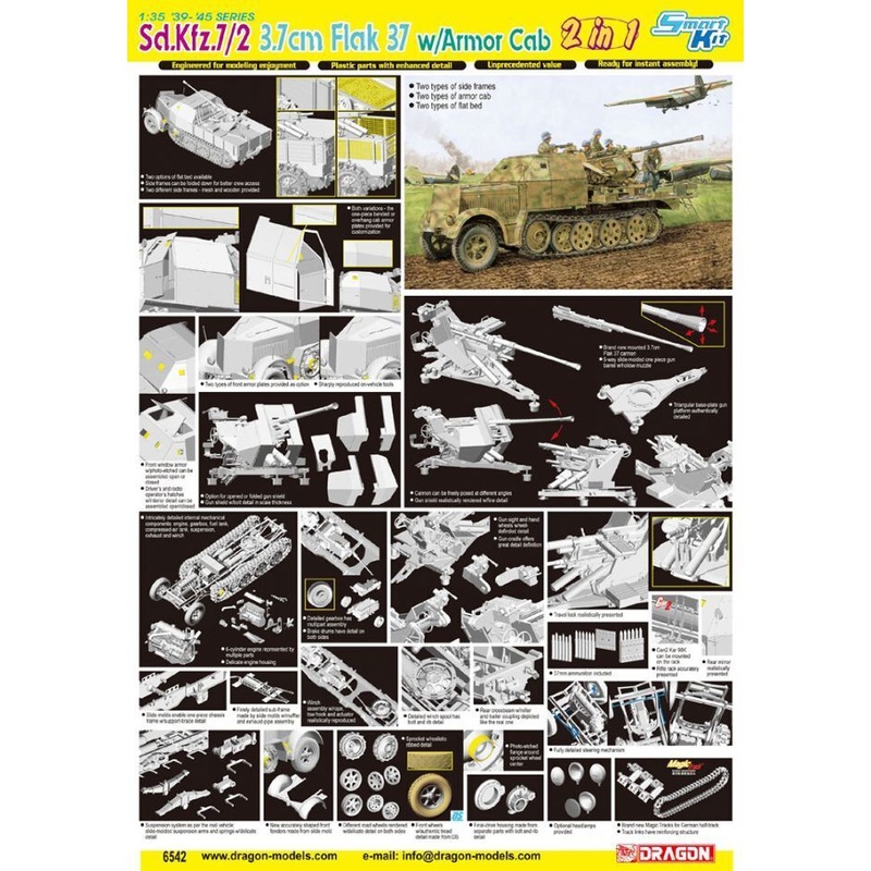 Dragon Model 6542 1/35 Sd.Kfz.7/2 3.7cm Flak 37 w/Armor Cab