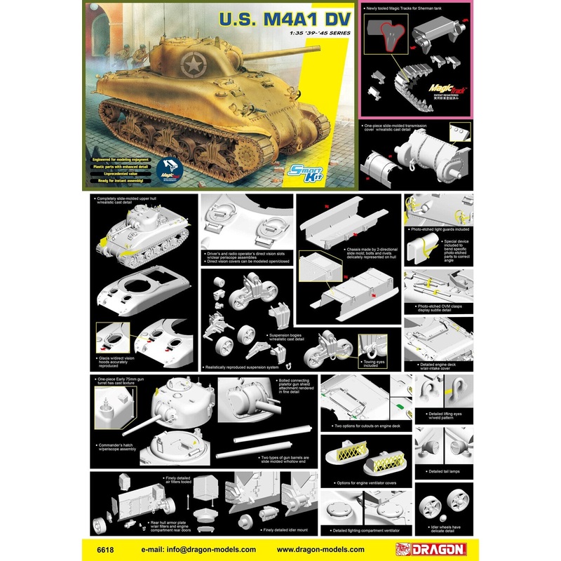 Dragon Model 6618 1/35 U.S. M4A1 DV (w/ Magic Tracks)