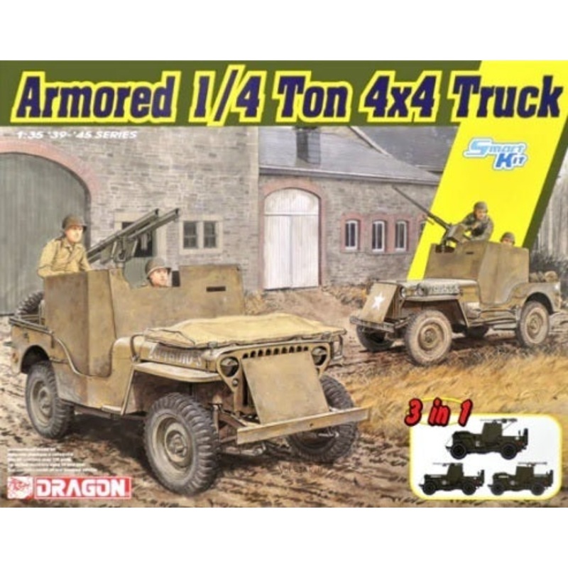 Dragon Model 6727 1/35 Armored 1/4-Ton 4×4 Truck w/.50-cal Machine Gun Plastic